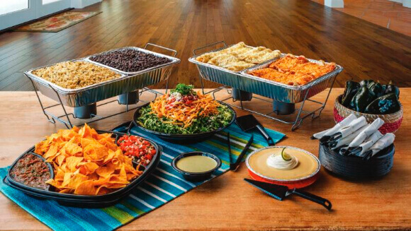 Cafe Rio buffet-style Mexican catering spread